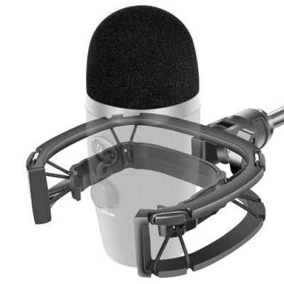 Image of Borenbuir Yeti Nano Shock Mount with Pop Filter, [Custom Built for Mic] Anti Vibration Suspension Holder Clip Compatible Blue Microphones