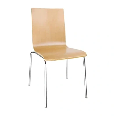 Image of Bolero Side Chair with Square Back in Natural Steel Frame Beech Veneer