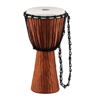 Image of Meinl Percussion Rope Nile Djembe Medium Sized Handdrum With Goat Head Diameter 10 Inches Mahogany, Natural (HDJ4 M)