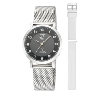 Image of ETT Eco Tech Time Funk Solar ELS 11619 11MS Women&#039;s Watch Analogue with Stainless Steel Leather Strap, Bracelet