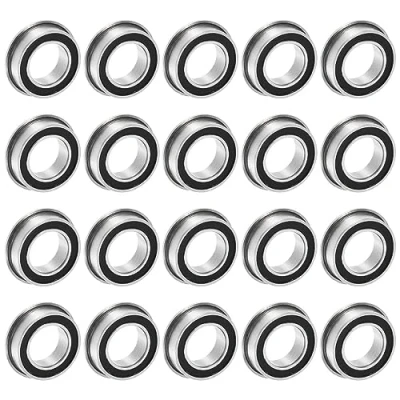 Image of uxcell MF106 2RS Flanged Ball Bearing 6x10x3mm Double Sealed Chrome Steel Flange Bearings, 20pcs