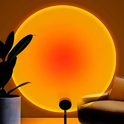 Image of Sunset Lamp Projection LED Light Romantic Visual with USB 180 Degree Rotation Network Red Light, Modern Floor Stand Night for Living Room Bedroom Decor (Sunset Red)