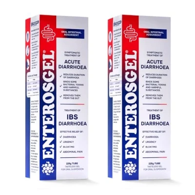 Image of Enterosgel IBS Relief Gel Tube 225g Oral Intestinal Adsorbent, Acute Diarrhoea &amp; Stomach Pain Relief, Bloating Trapped Wind Treats Root Causes, Suitable for Children Adults, Pack of 2