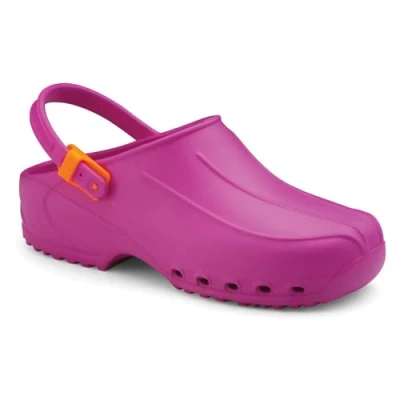 Image of Gima Professional Ultra Light Clogs with Strap, Unisex, Anatomic, Antislip, Antishock, Antistatic, Upper without Pores, Lateral Holes, Fuchsia Colour, EU Size 39, 1 Pair.