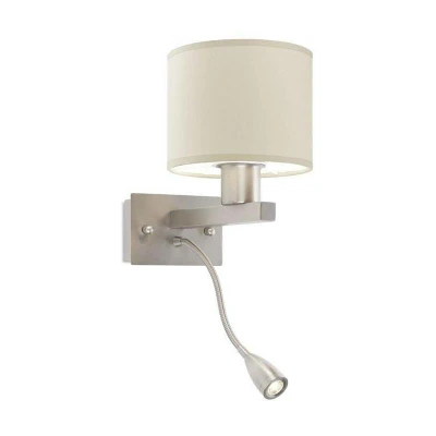 Image of Torino LED 2 Light Indoor Wall Satin Nickel with Reading Lamp, E27