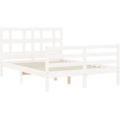 Image of vidaXL Bed Frame without Mattress White 140x190 cm Solid Wood Pine