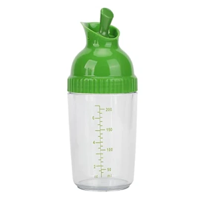 Image of Salad Dressing Shaker, 200ml Bottle Container Dispenser with Pour Spout, Non Drip Spout for Making, Mixing, Serving and Storing Dressings, Sauces (Green)