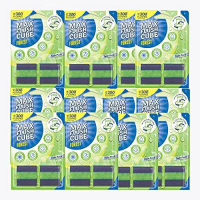 Image of 12x Max Flush Cube Forest In Cistern Toilet Cleaner (Twin Pack 2x 50g)