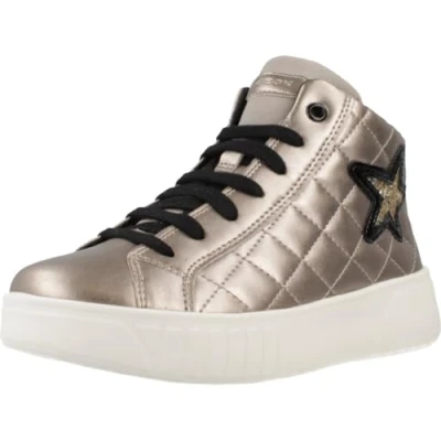 Image of Geox J MIKIROSHI GIRL girls&#039;s Children&#039;s Shoes (High top Trainers) in Gold