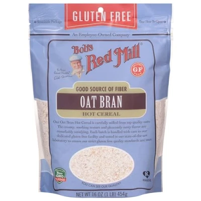 Image of Bob&#039;s Red Mill Gluten Free Oat Bran, Good Source of Fiber, Hot Cereal, 454g Pouch