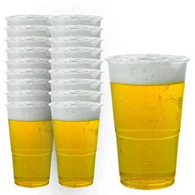 Image of Plastic Pint Glasses 660 ML Full (Pack of 50) Perfect Disposable for Best Beer Cups Any Events, Yellow