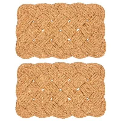 Image of Nicola Spring 2x 68cm x 43cm Natural Coir Knotted Door Mat Indoor Non Slip Kitchen Entrance Floor Dirt Trapper Welcome Doormat