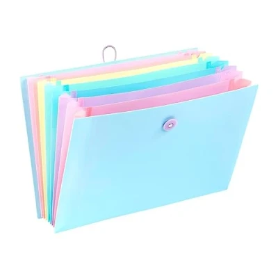 Image of Viquel Expanding File 8 Compartments for A4 Rainbow Pastel Documents Blue