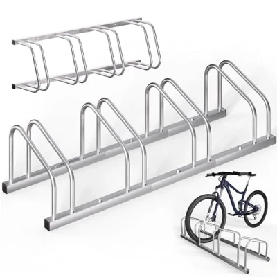 Image of Monzana® Bicycle Stand For 4 Bicycles 30 65mm Tyre Width 30cm Wheel Spacing Stands Multi Bikes Freestanding Floor Or Wall Mountable Cycle Rack Galvanised Parking Storage Secure