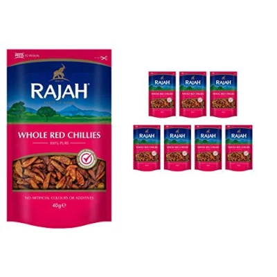 Image of Rajah TASTE OF HOME SINCE 1931 Spices Whole Red Chillies Chilli Hot Dried Marchu Mirch Lonka Vattal (10x40g)