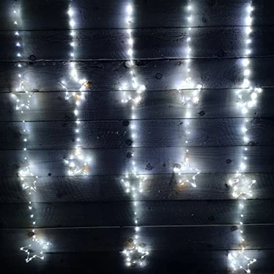 Image of Premier 312 LED 1.3m x 1.2m Static Star Curtain Christmas Lights Decoration in White