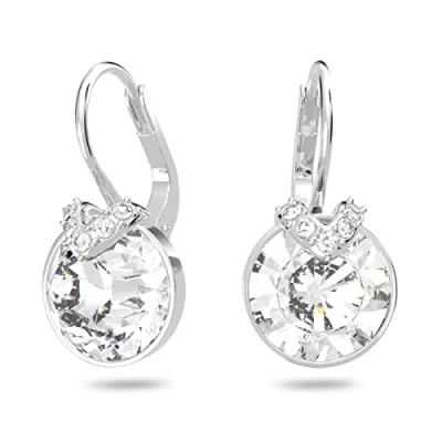 Image of Swarovski Bella Drop Pierced Earrings, with Clear Crystals, Rhodium Plated Setting and Crystal Pavé, a Part of the Collection