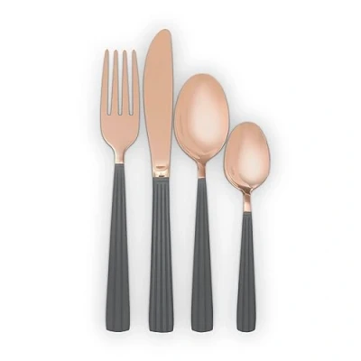 Image of Tower T859015GRY Cavaletto Stainless Steel 16 Piece Cutlery Set, Grey &amp; Rose Gold