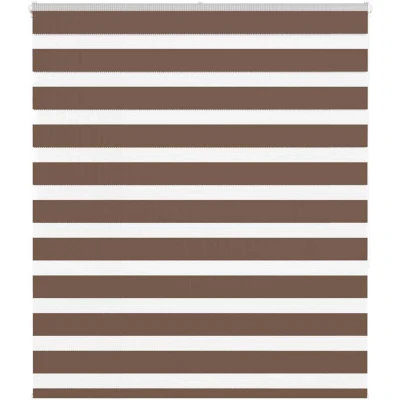 Image of vidaXL Zebra Blind Brown 120x150 cm Fabric Width 115.9 Polyester