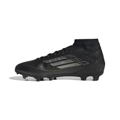 Image of adidas Performance F50 League MID FG/MG Moulded stud football boots, Men&#039;s, Size: 10.5, Core black/iron metallic/gold metallic Textile/synthetics