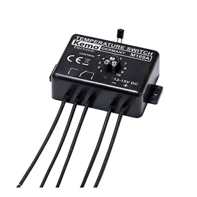 Image of Kemo M169A Adjustable Electronic Temperature Switch Thermostat 12 V/DC. switching range 0 100 C. Connection with control electronics possible