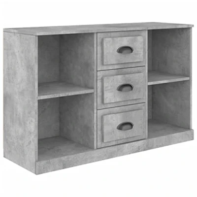 Image of vidaXL Engineered Wood Sideboard in Concrete Grey Finish Modern Storage Solution for Hallway, Home and Office
