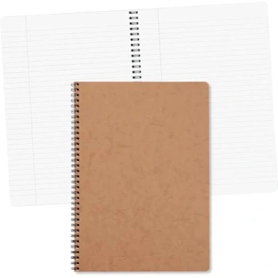 Image of Clairefontaine Ref 78145C Age Bag Wirebound Notebook (100 Pages) A4 Size, Lined Rulings, 90gsm Brushed Vellum Paper, Pocket for Loose Documents Brown Cover