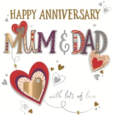 Image of Talking Pictures Mum &amp; Dad Embellished Anniversary Greeting Card Cards MWER0141/35