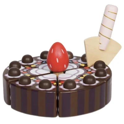 Image of Le Toy Van Childrens Wooden Honeybake Chocolate Gateau Cake Food Pretend Birthday Or Afternoon Tea Role Play