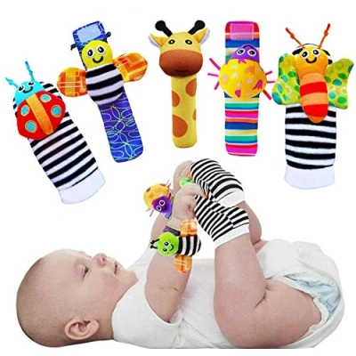Image of Foot Finders &amp; Wrist Rattles for Infants Developmental Texture Toys Babies Infant Toy Socks Baby Rattle Newborn Girls Boys Boy Girl 0 3 6 9 Months