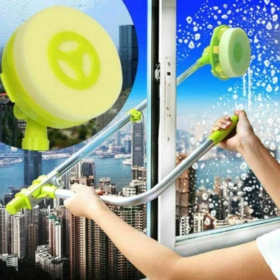 Image of Window Cleaning Tool U Shaped Cleaner for External High Rise Washer with Telescopic Pole, Angle Adjustable Sponge Head and Squeegees