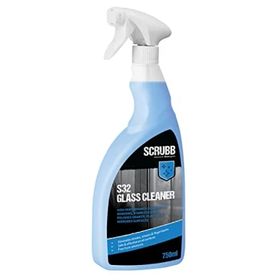 Image of SCRUBB S32 Glass Cleaner, For Windows, Stainless Steel, Polished Granite, Plastics &amp; Mirrored Surfaces, 750ml Trigger Spray