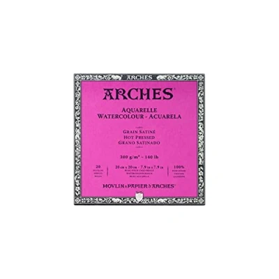 Image of ARCHES Watercolour Block, 300 GSM, Hot Pressed, 20 x cm, Wood, White
