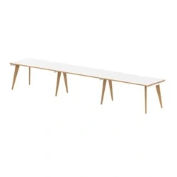 Image of Oslo 1400mm Single Row 3 Person Desk White Top Wood Edge Frame