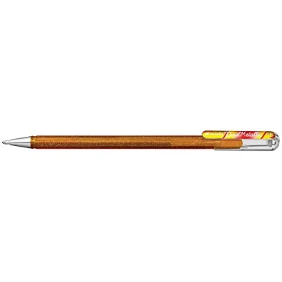 Image of Pentel K110 DMXX Hybrid Dual Metallic Gel Roller Glitter Ink Colour Gold/Metallic Red &amp; Gold, Line Width 0.5 mm, 1 Piece Gold