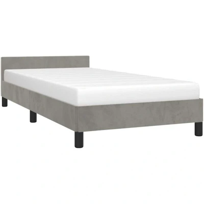 Image of Bed Frame without Mattress Light Grey 90x190cm Single Velvet vidaXL