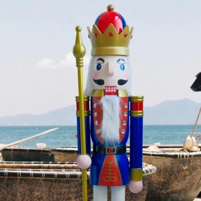 Image of CDL 150cm 60&quot; 5Ft Tall Life Size Large/Giant Red Christmas King On Stand Holds Golden Scepter For Indoor Outdoor Xmas/Event/Ceremonies/Commercial Decoration(5 Feet, K14)
