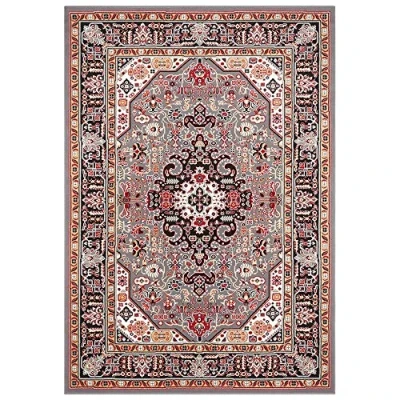 Image of Nouristan Mirkan Short Pile Vintage Oriental Rug for Dining Living Room Bedroom Grey, 160 x 230 cm, Polypropylene, Gray, 160x230 cm