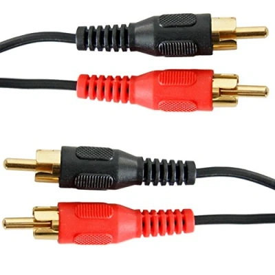 Image of Loops GOLD 7m Twin/Dual 2 RCA Stereo Male to Plug Cable/Lead Audio PHONO Amplifier