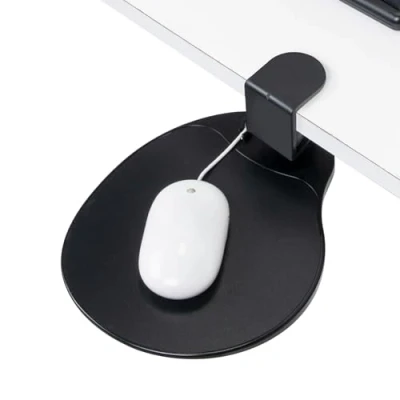Image of EHO Clamp on Mouse Platform, Clip Pad Rotating 360 Degree, Ergonomic Tray Attachment, Pad, Slide Out Tray, Suitable for 1.5&quot; Thickness Desk, Home Organizer Extender (Black)
