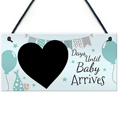 Image of RED OCEAN New Baby Countdown Plaque Chalkboard Sign Pregnancy Newborn Gifts