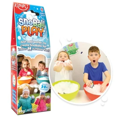 Image of Zimpli Kids Snoball Play 2 Use Pack, Magically turns water into Artificial Fake Instant Snow, Children’s Outdoor and Indoor Toy, Great Stocking Filler Gift for Kids, White