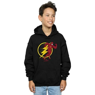 Image of DC Comics Boys The Flash Running Emblem Hoodie Black 5 6 Years