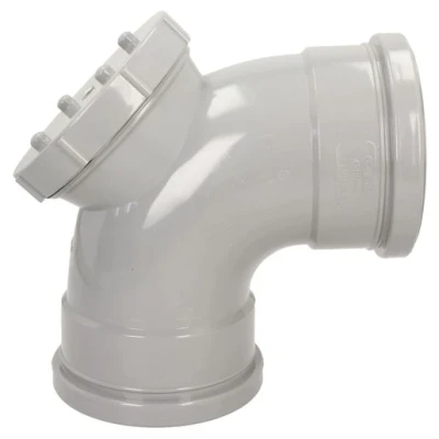 Image of Davant Pushfit Soil 92 Double Socket Access Bend 110mm Light Grey