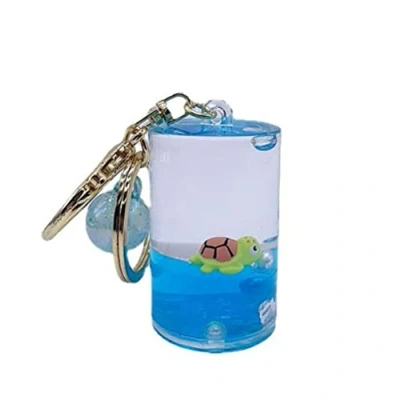 Image of KUPOOL Drift Bottle Keychain Cute Floating Sea Turtle Keyring Creative Cylinder Key Ring Car Chain Women Men Bag Pendant Chains Gifts