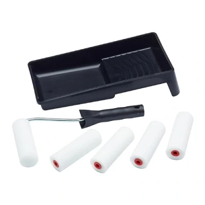 Image of ProDec Contractor 7 piece Foam 4 inch Mini Paint Rollers, Frame and Tray Set for Painting with Gloss Satin Paints on Skirting Boards, Window Sills, Panel Doors, Cabinets, Metal More, 4&quot;