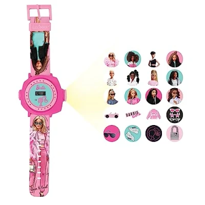 Image of Lexibook, Barbie, Adjustable Digital Watch with 20 Projections of The Barbie Universe, for Children, Pink, DMW050BB