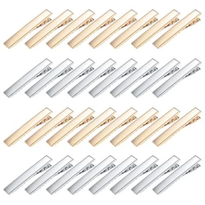 Image of 160 Pcs Metal Hair Crocodile Alligator Clips Hair,46mm Curl Sectioning Clips,Hairdressing Styling Barrettes,Hair Single Prong Teeth Clamps for Women Girls Bows Silver/Gold