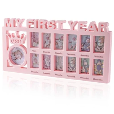 Image of NAESM Newborn Baby Picture Frame, My First Year Frame for Photo Memories, 12 Month Keepsake Frames Desktop Memories