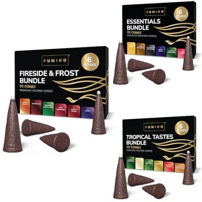 Image of Incense Cones Fumino Fresh Multipack Mega Bundle 18 Boxes 270 Pieces Masala Agarbatti Joss Fragrance for Relaxation and Meditation, Home House Decor Scent